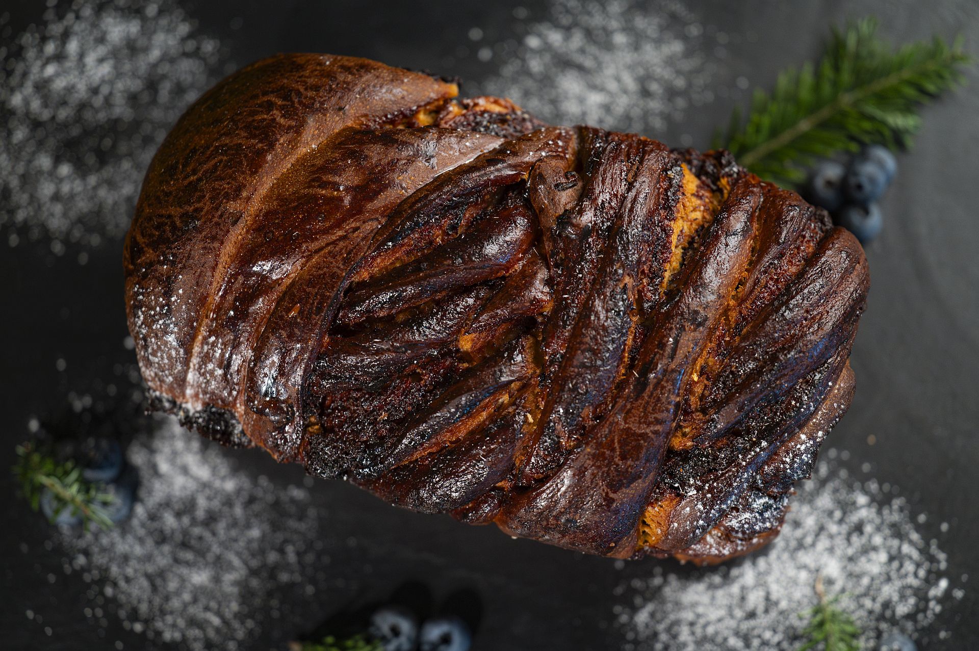 Traditional Romanian Sweet Bread with Blueberry Jam and Almonds - imagine 2