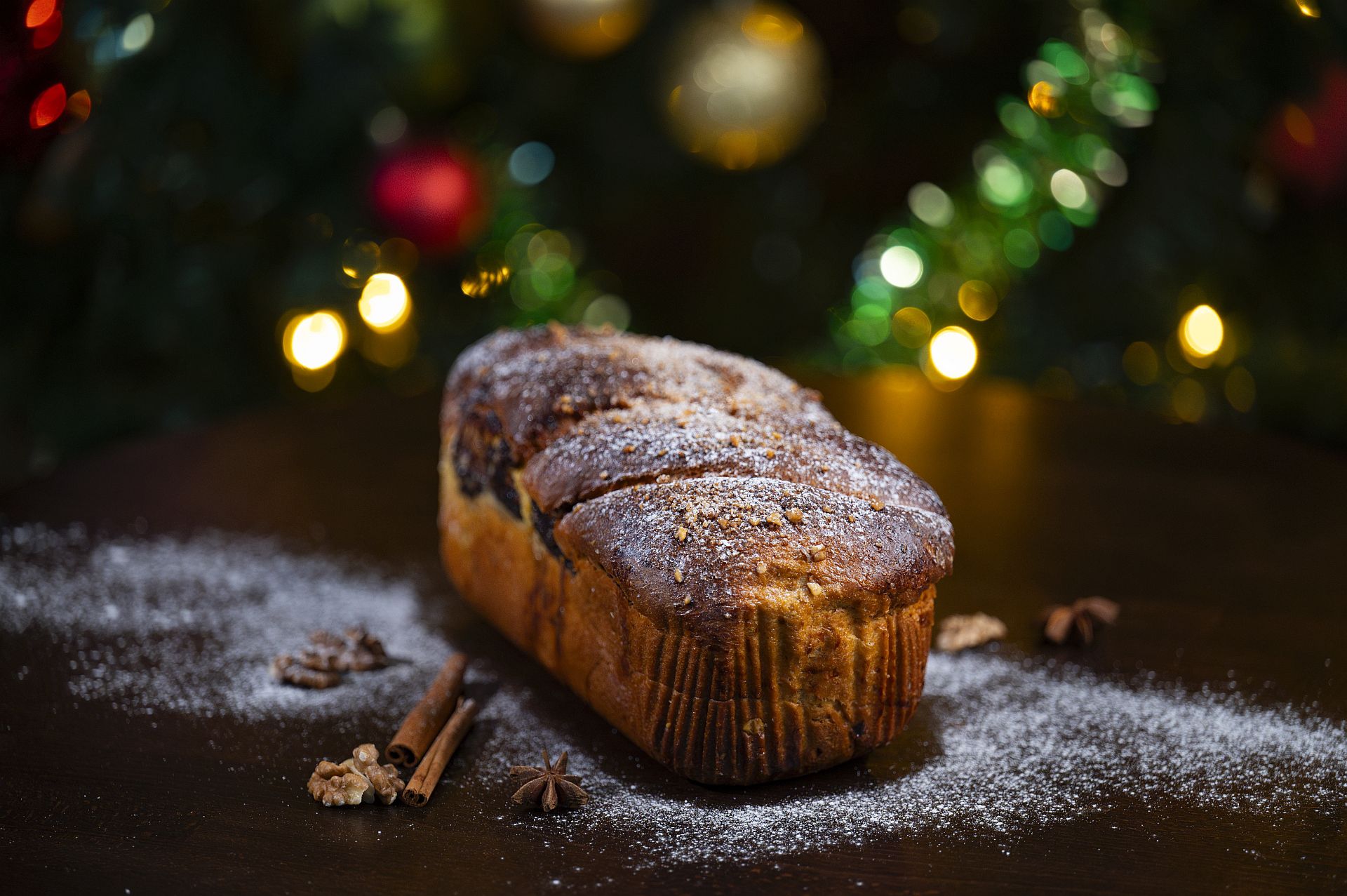 Traditional Romanian Classic Sweet Bread with Nuts, Cocoa and Raisins