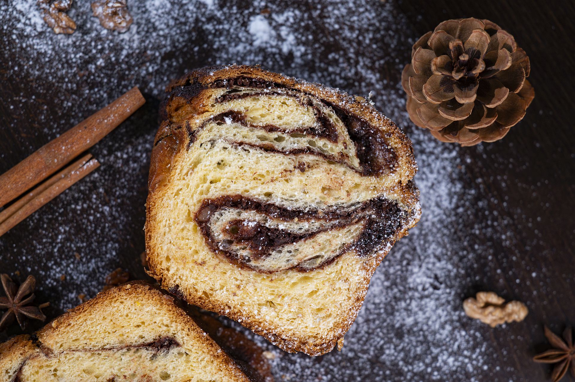 Traditional Romanian Classic Sweet Bread with Nuts, Cocoa and Raisins - imagine 4