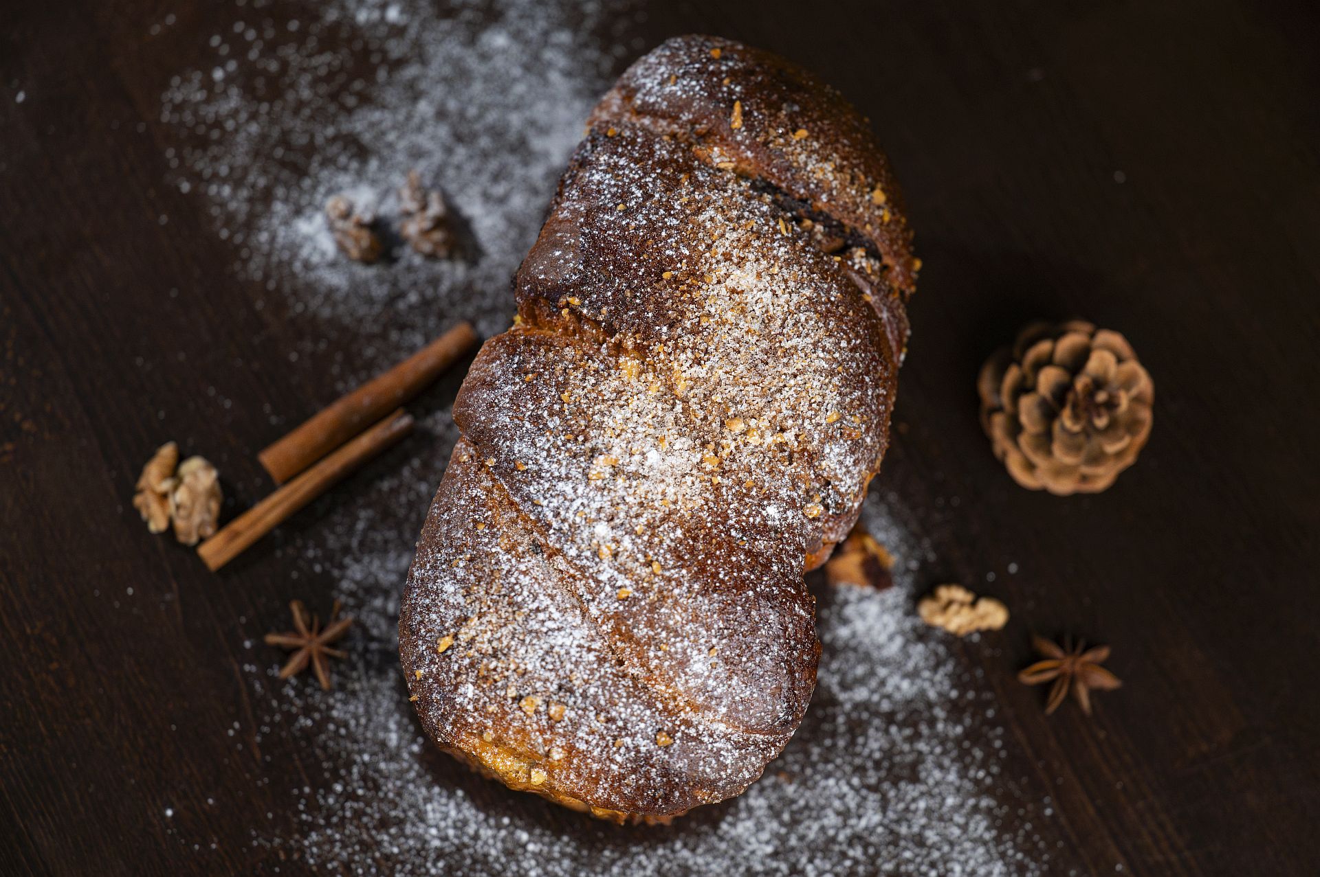 Traditional Romanian Classic Sweet Bread with Nuts, Cocoa and Raisins - imagine 2