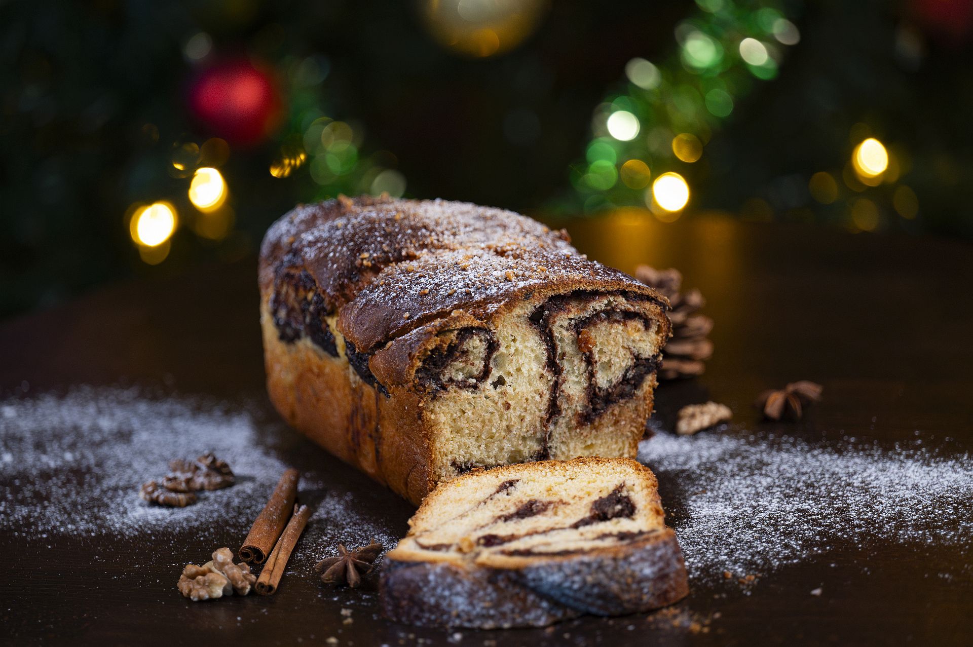Traditional Romanian Classic Sweet Bread with Nuts, Cocoa and Raisins - imagine 3